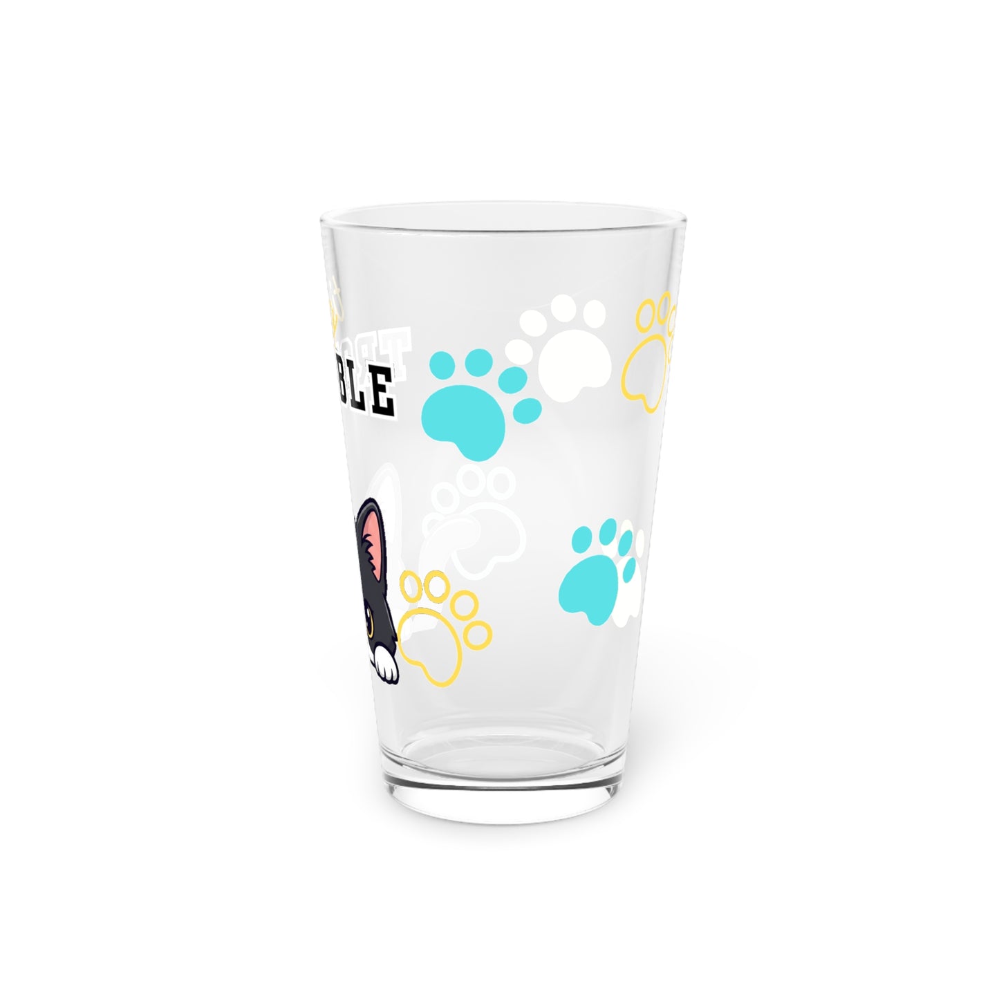 Short hair tuxedo cat Tiny Trouble Pint Glass