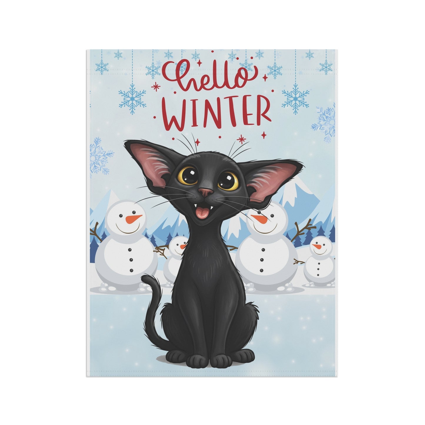 Oriental Shorthair Cat Hello Winter Garden Banner