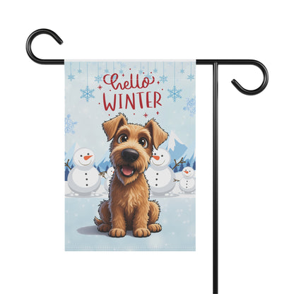 Irish Terrier Hello Winter Garden Banner