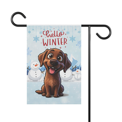 Labrador Hello Winter Garden Banner