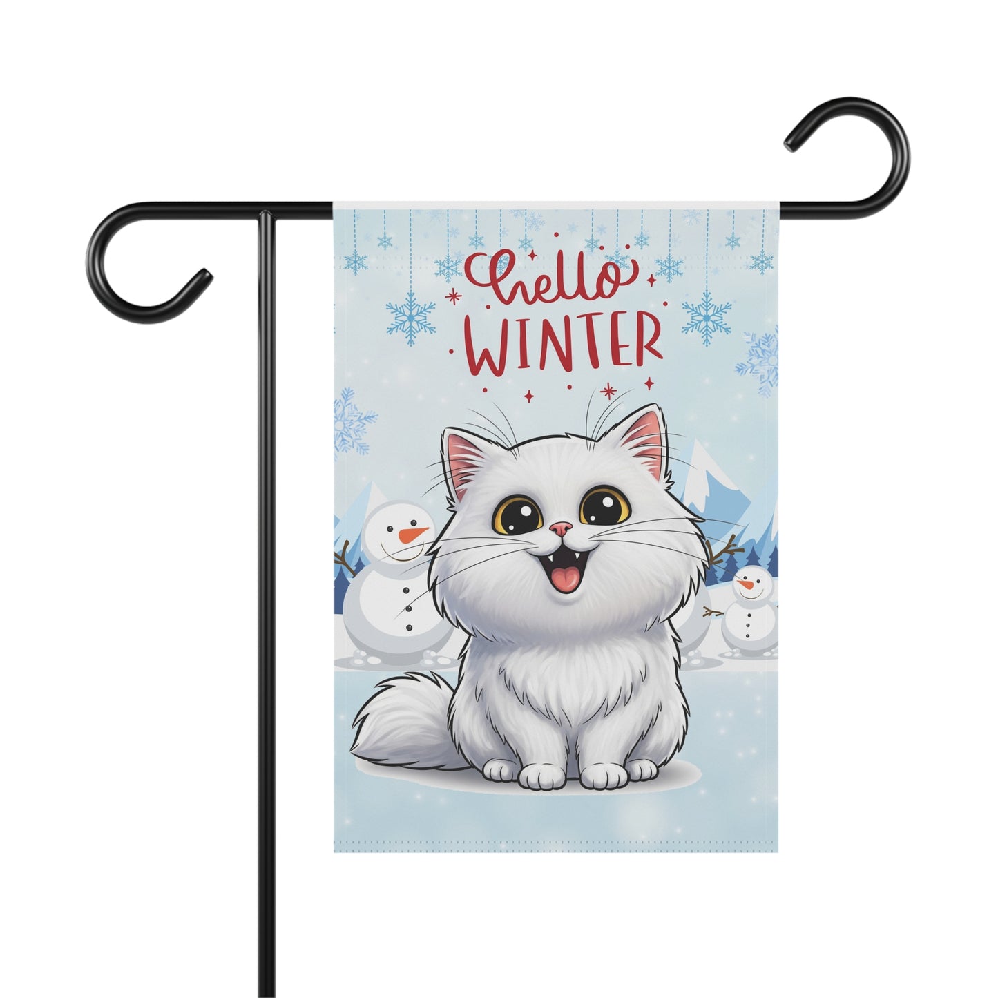 Persian Cat Hello Winter Garden Banner