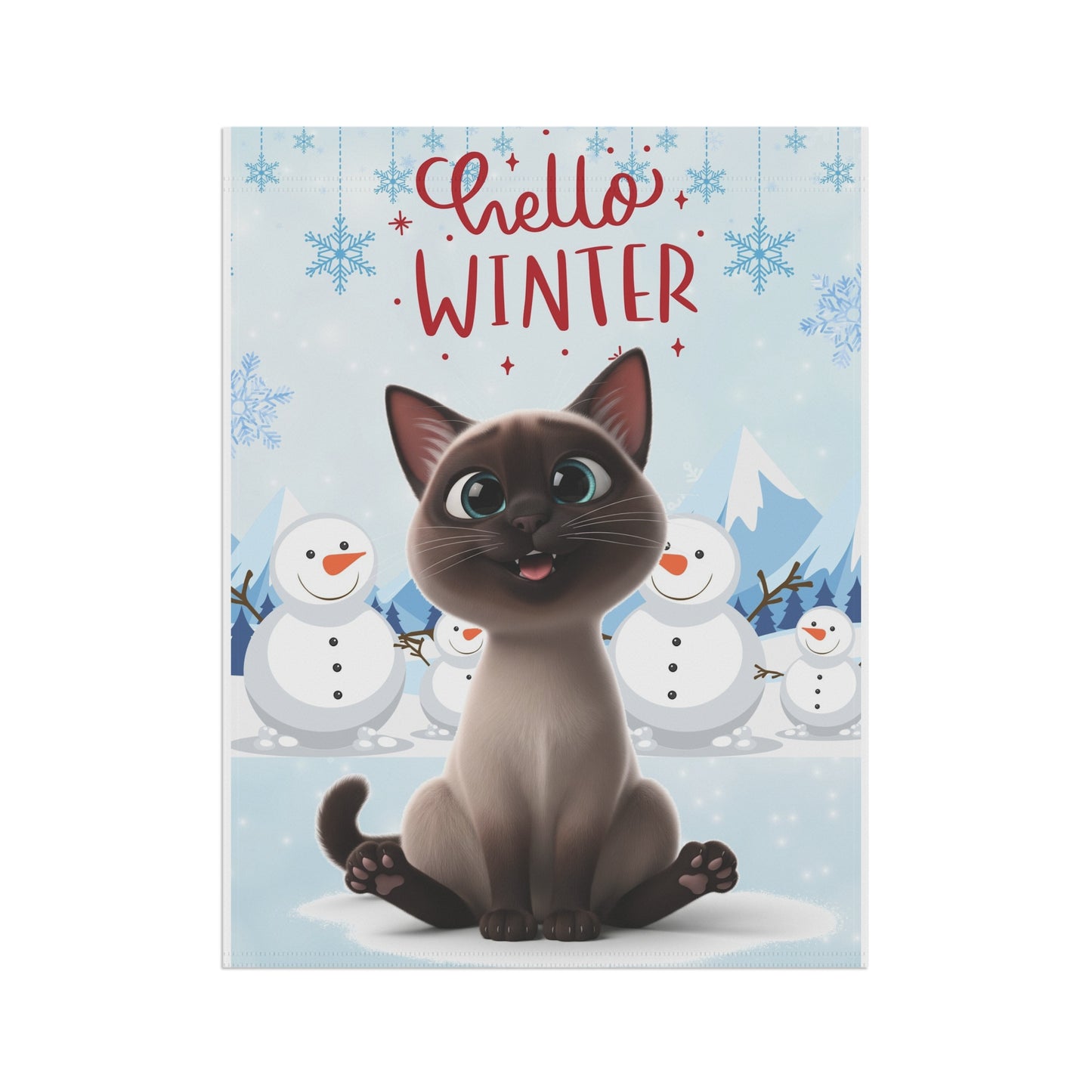 Siamese Cat Hello Winter Garden Banner