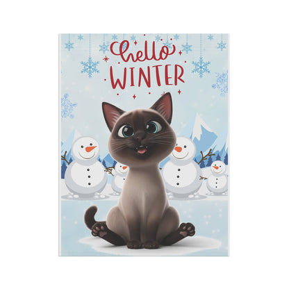 Siamese Cat Hello Winter Garden Banner