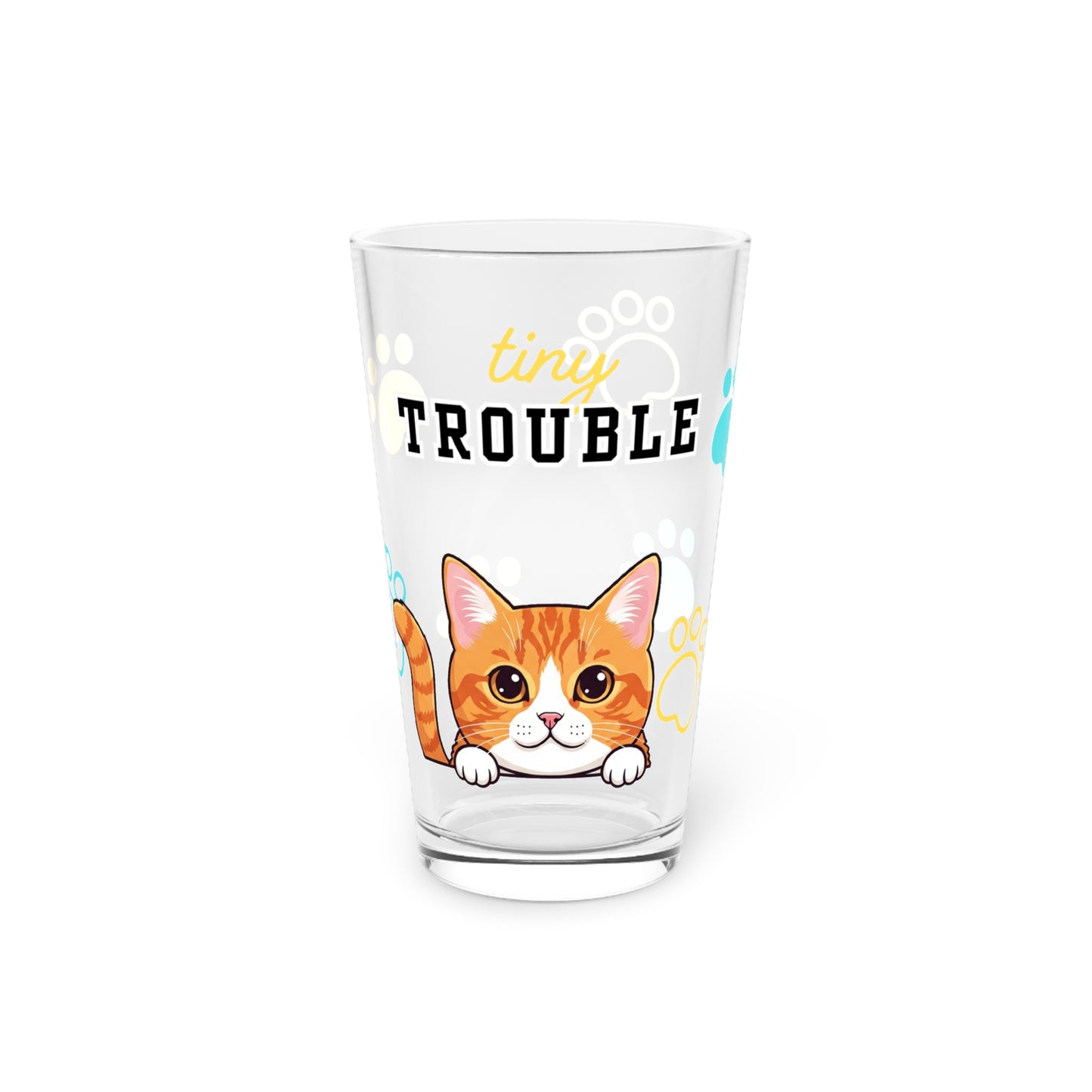 Short hair bi-color orange cat Tiny Trouble Pint Glass