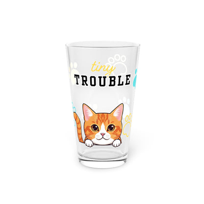 Short hair bi-color orange cat Tiny Trouble Pint Glass