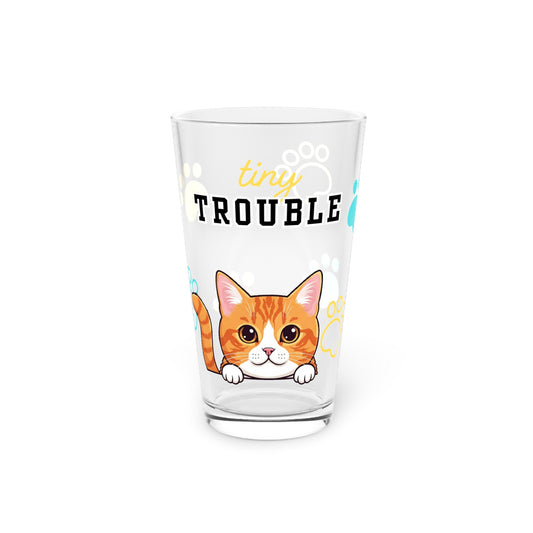 Short hair bi-color orange cat Tiny Trouble Pint Glass