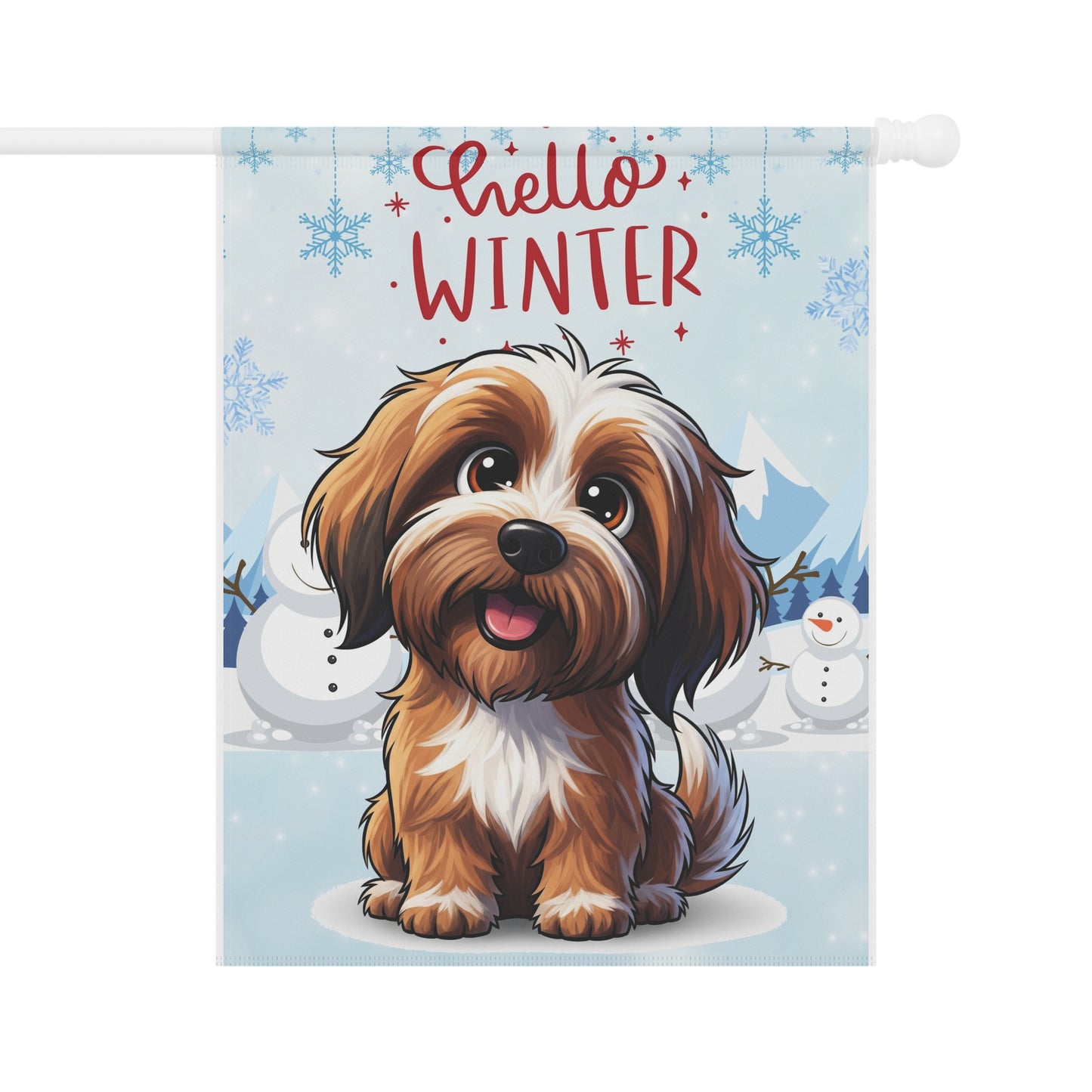 Tibetan Terrier Hello Winter Garden Banner