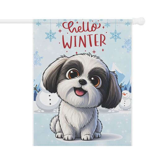Shih Tzu Hello Winter Garden Banner