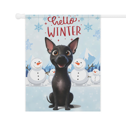 Hairless Dog Hello Winter Garden Banner