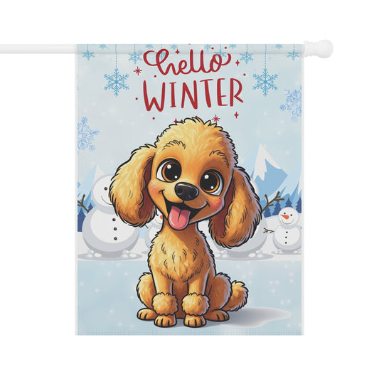 Poodle Hello Winter Garden Banner