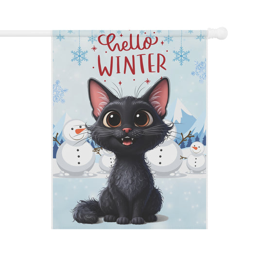 LaPerm Hello Winter Garden Banner