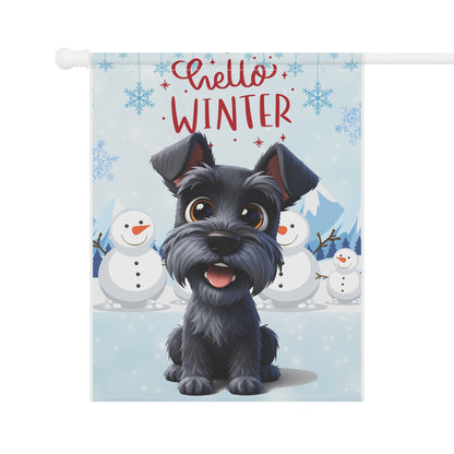 Schnauzer Hello Winter Garden Banner