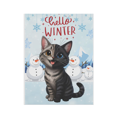 Short hair chimera cat Hello Winter Garden Banner