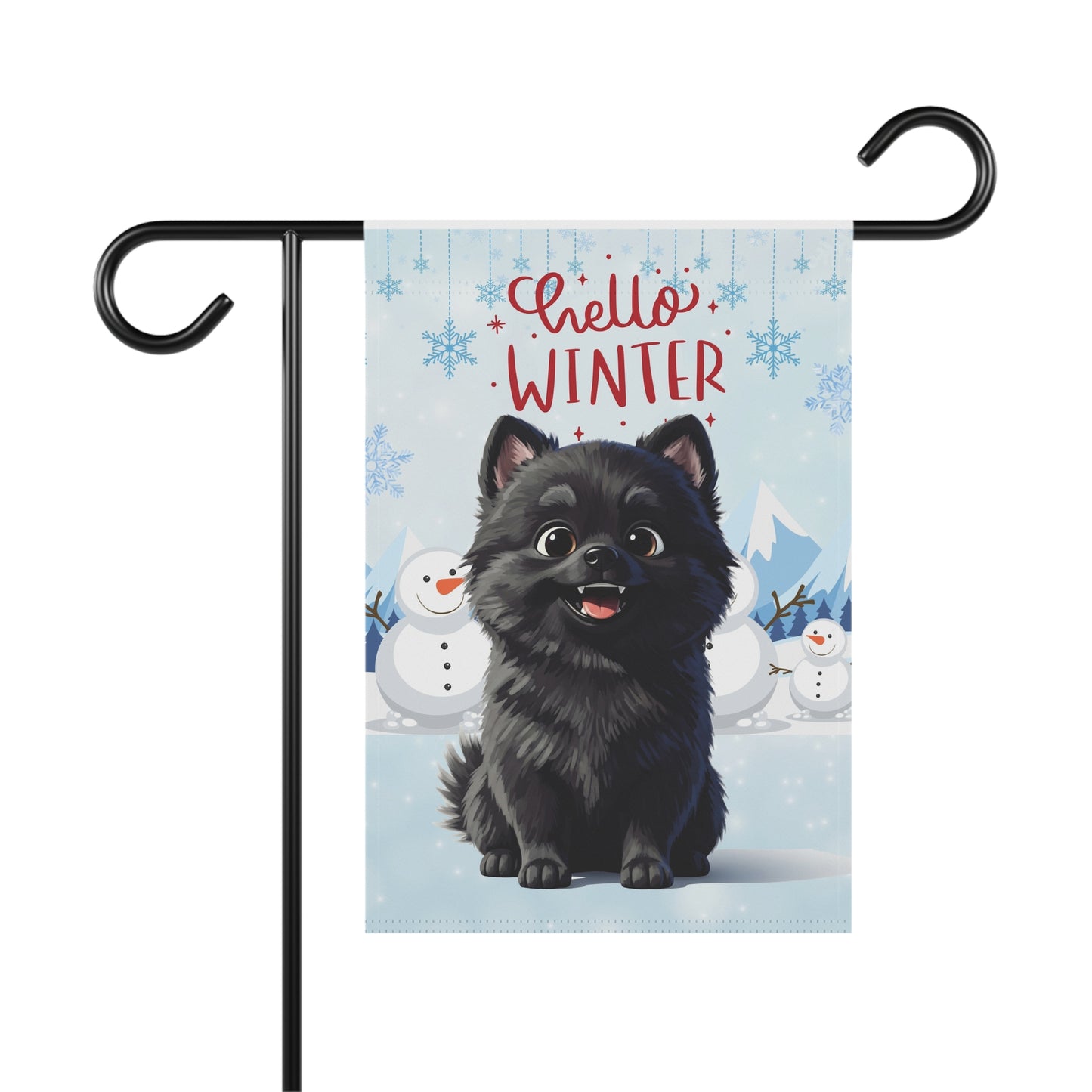 Pomeranian Hello Winter Garden Banner