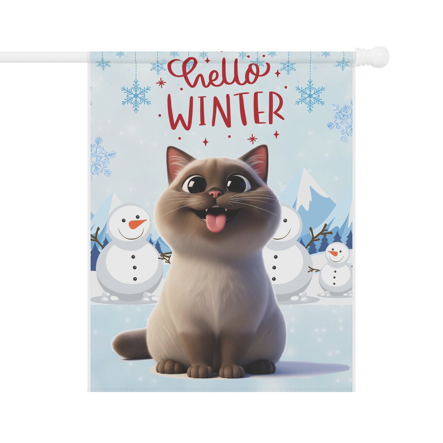 Siamese Cat Hello Winter Garden Banner