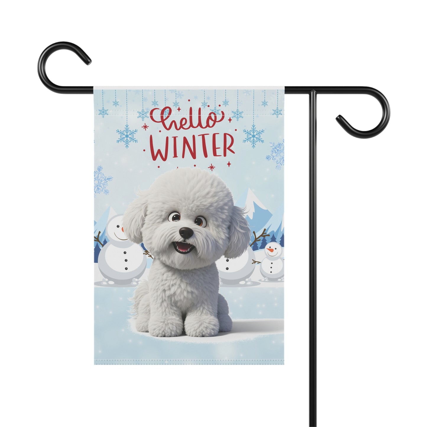 Bichon Frise Hello Winter Garden Banner