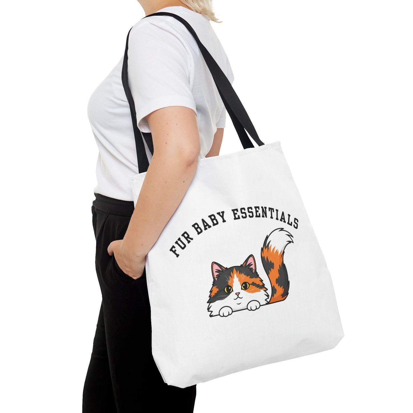 Long hair calico cat FurBaby Tote Bag