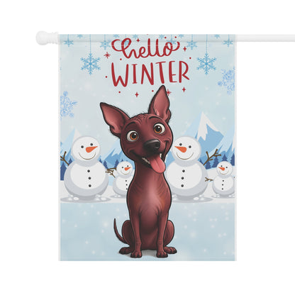Hairless Dog Hello Winter Garden Banner