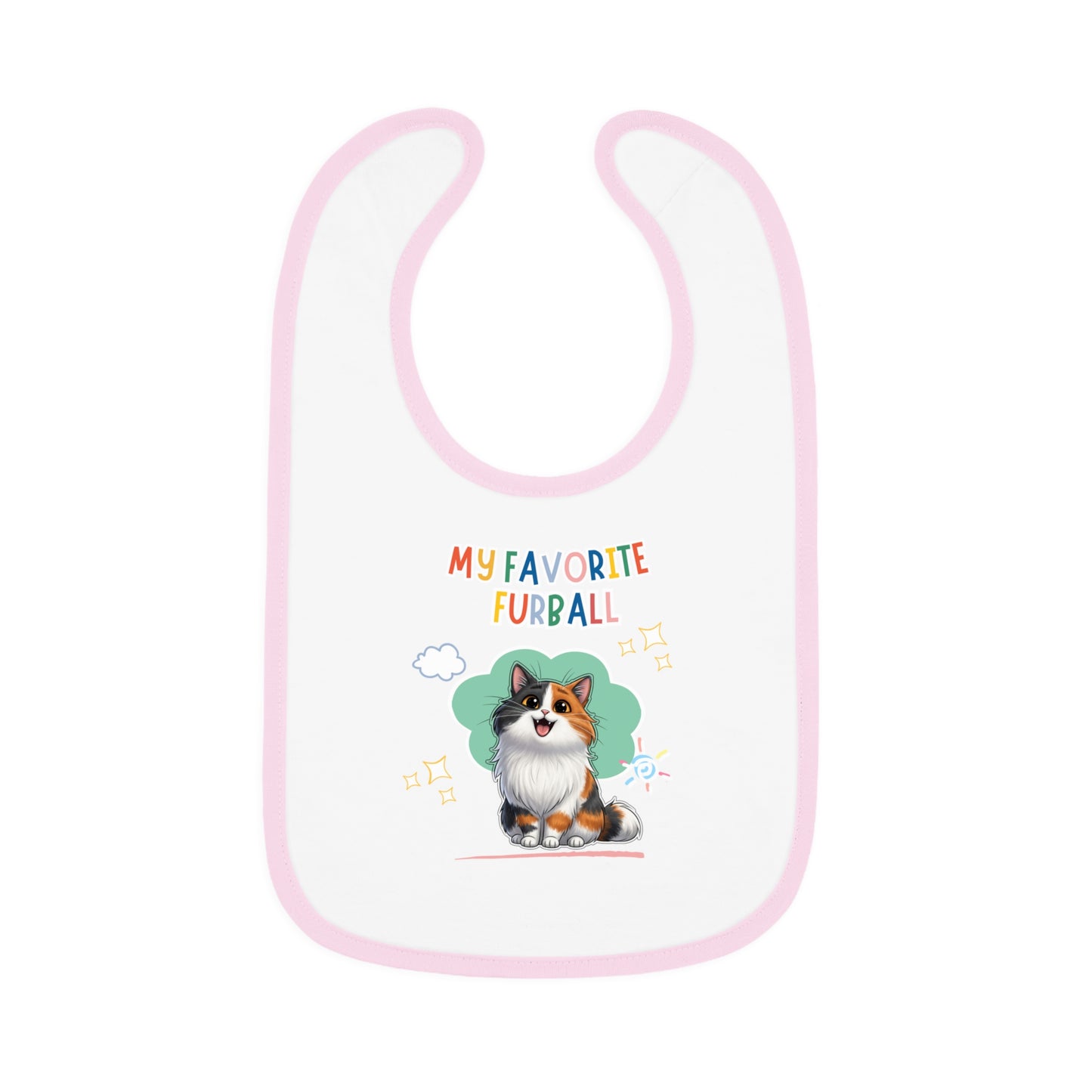 Long hair Calico Cat Favorite Furball Baby Bib