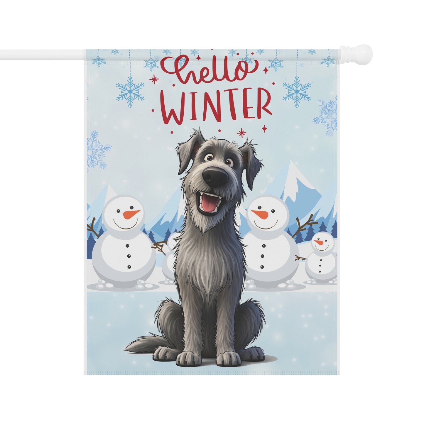 Irish Wolfhound Hello Winter Garden Banner
