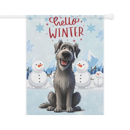 Irish Wolfhound Hello Winter Garden Banner