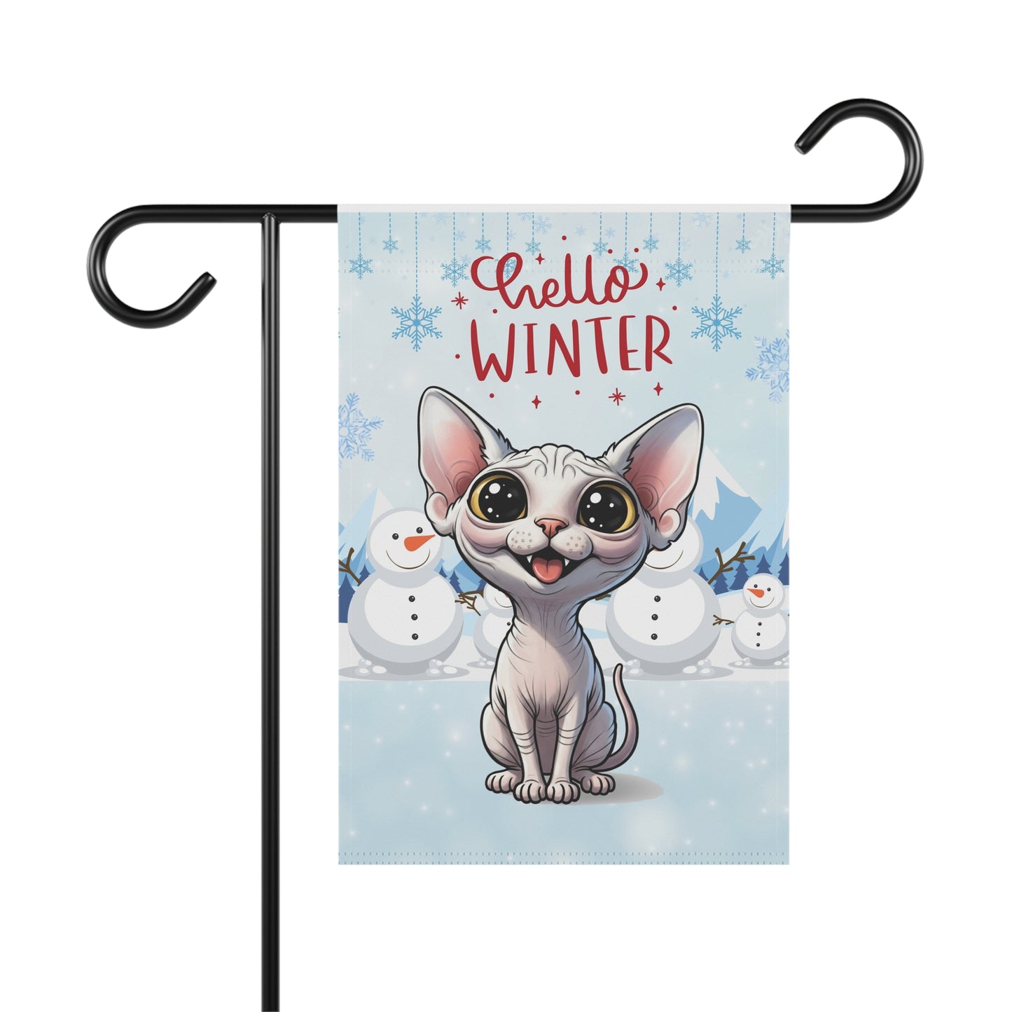 Sphynx Cat Hello Winter Garden Banner
