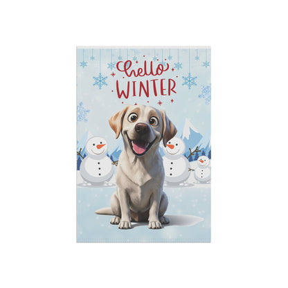 Labrador Hello Winter Garden Banner