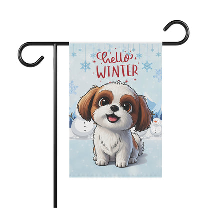 Shih Tzu Hello Winter Garden Banner