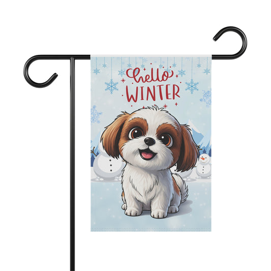 Shih Tzu Hello Winter Garden Banner