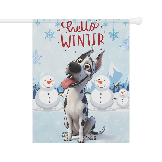Great Dane Hello Winter Garden Banner