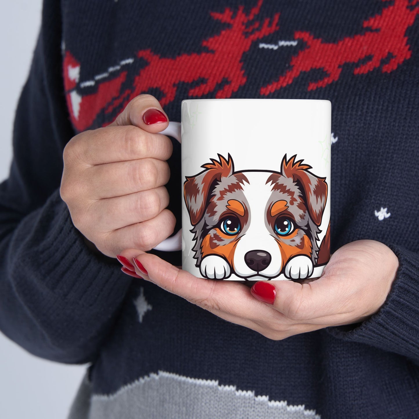 Australian Shepherd Peek-a-Boo Mug | Best Aussie Daddy Gift