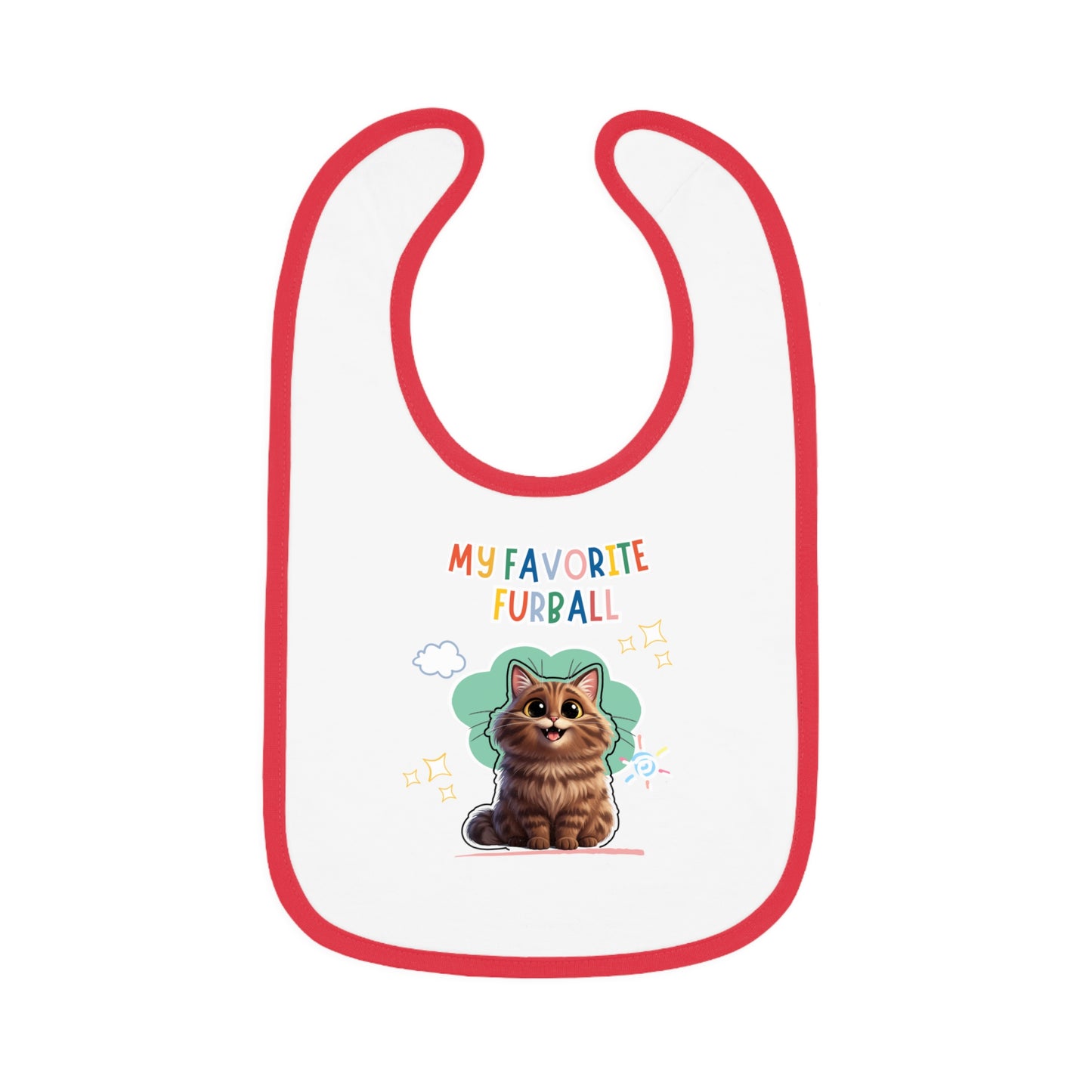 Long hair Brown Tabby Cat Favorite Furball Baby Bib
