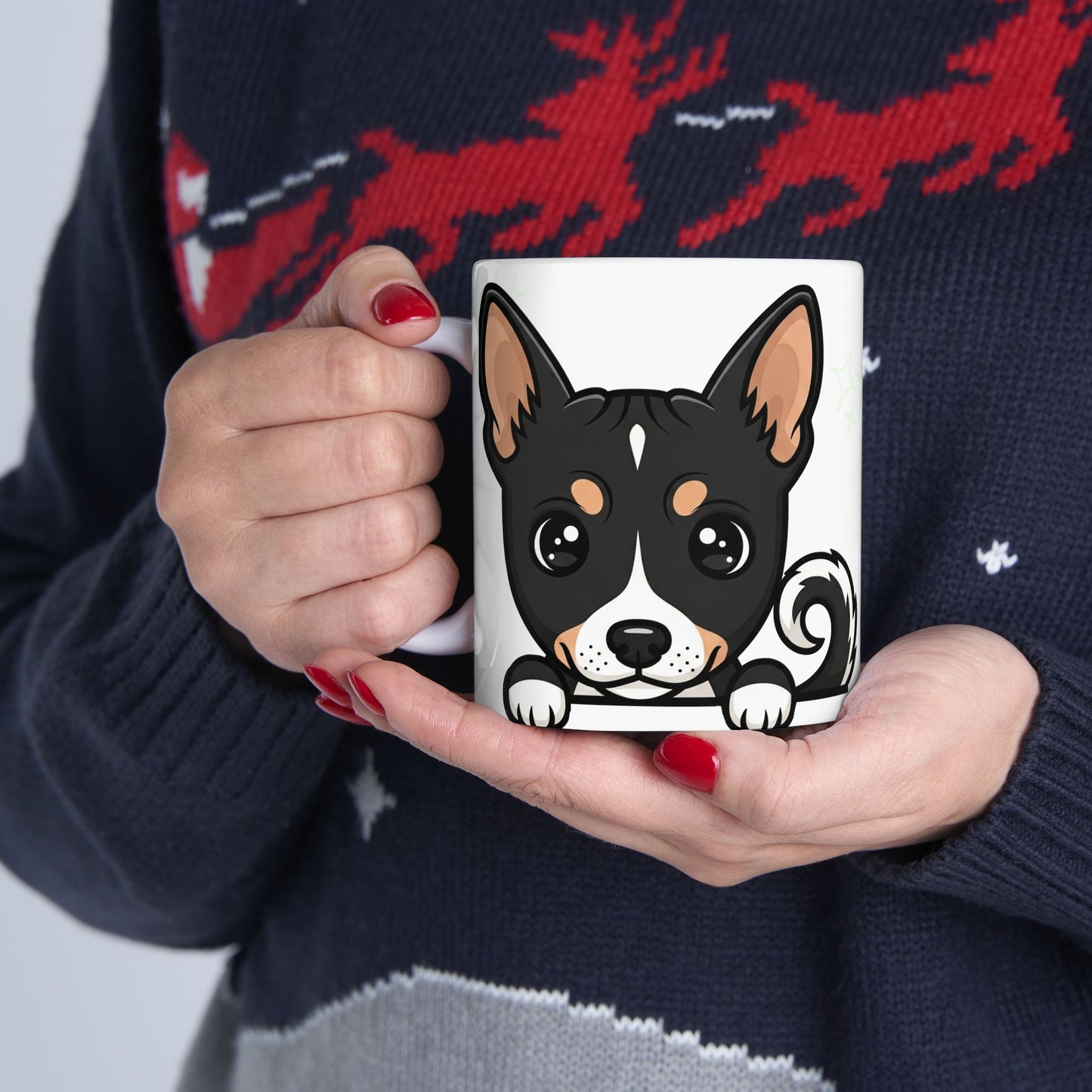 Basenji Peek-a-Boo Mug | Best Basenji Daddy Gift