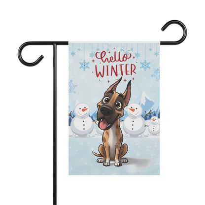Great Dane Hello Winter Garden Banner