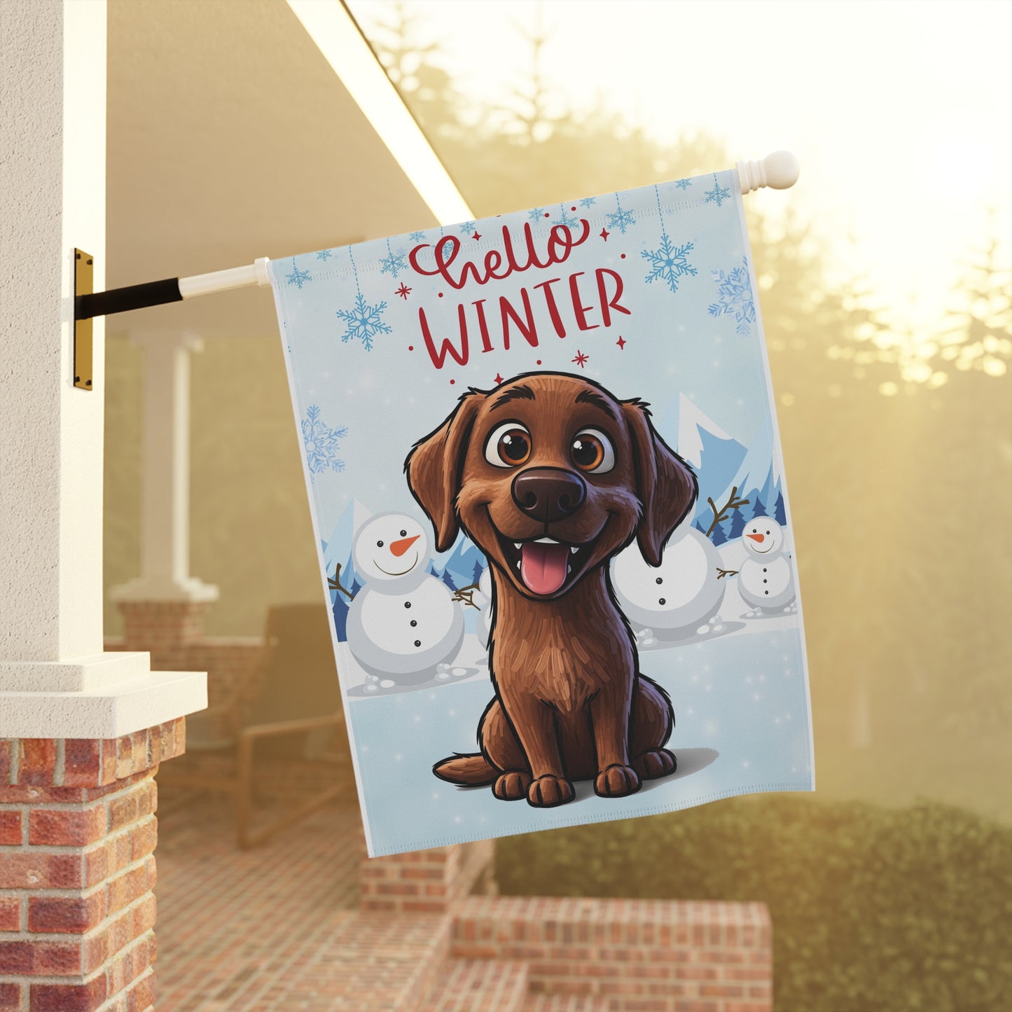 Labrador Hello Winter Garden Banner