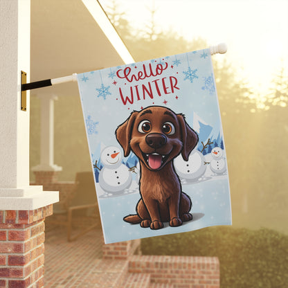 Labrador Hello Winter Garden Banner