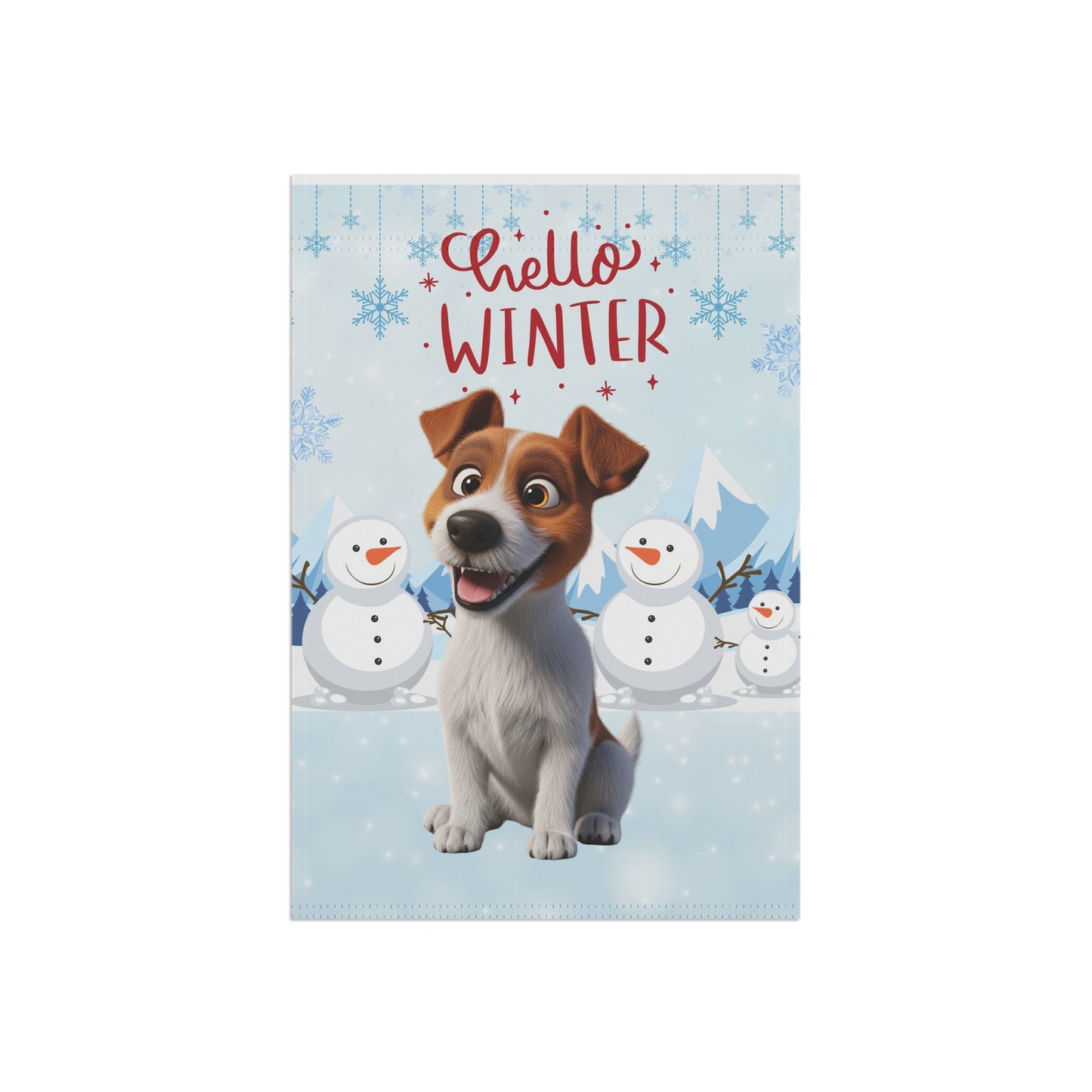 Jack Russell Hello Winter Garden Banner
