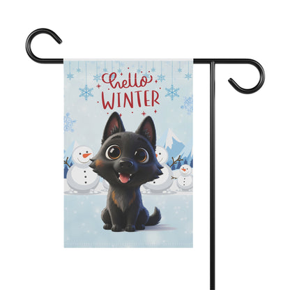 Malinois Hello Winter Garden Banner