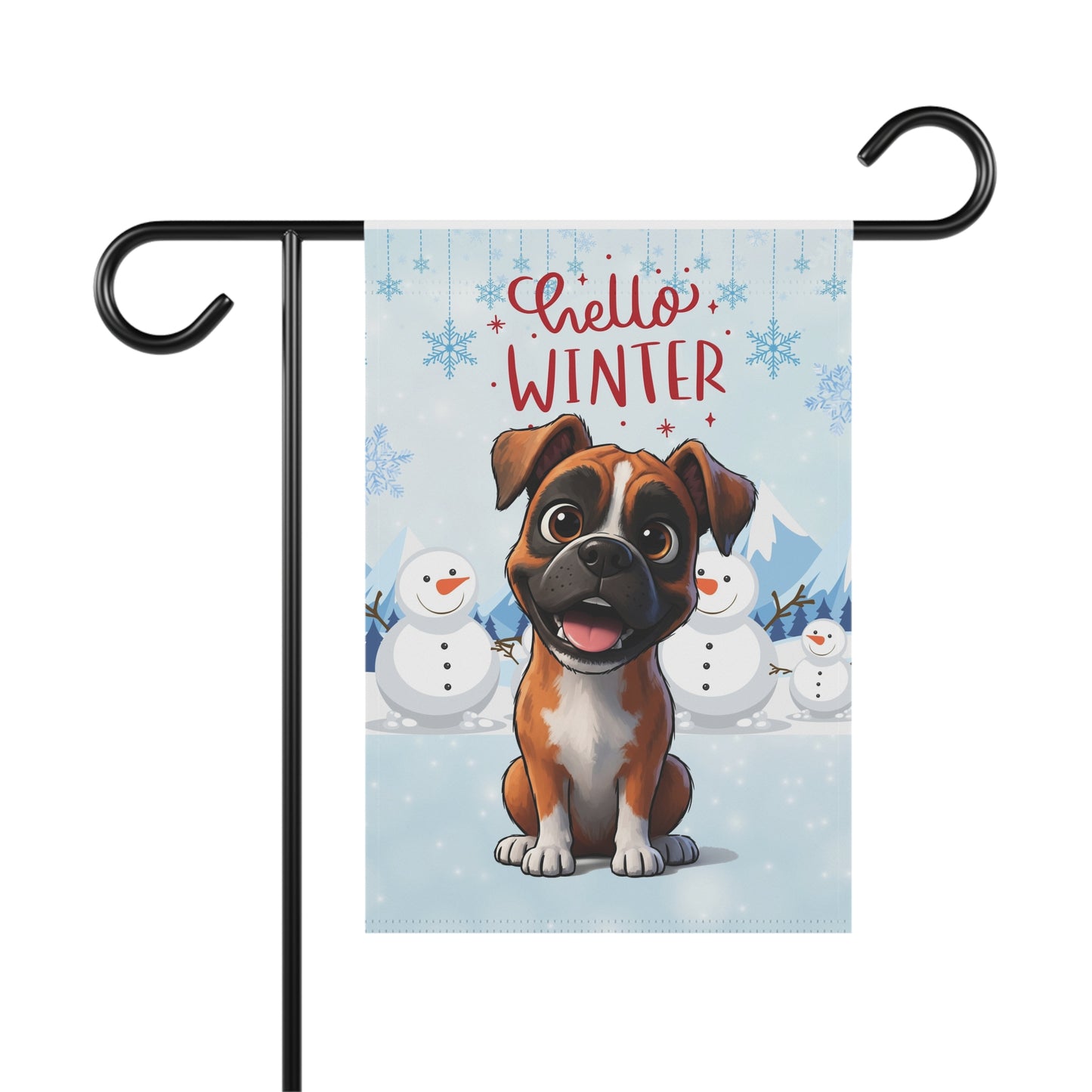 Boxer Hello Winter Garden Banner