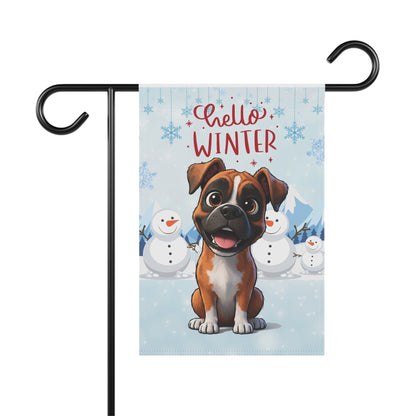 Boxer Hello Winter Garden Banner