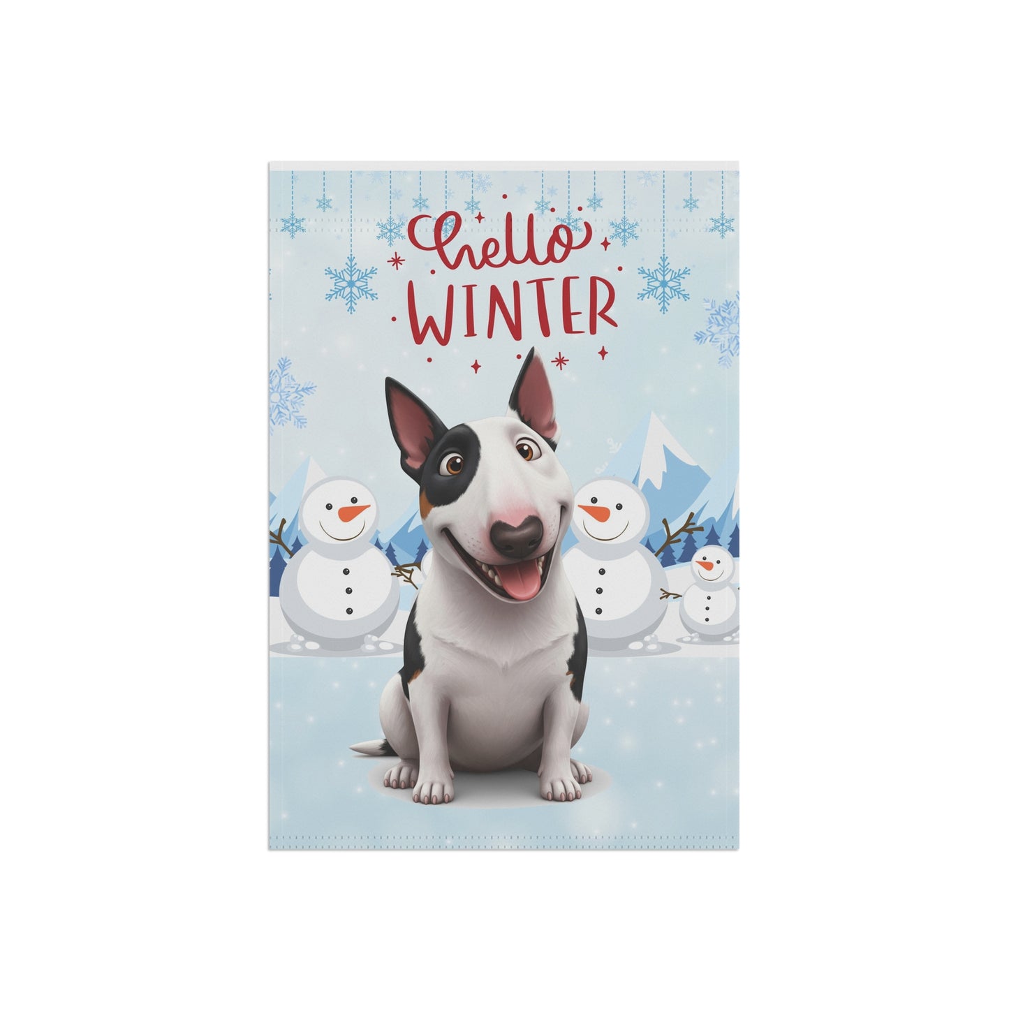 Bull Terrier Hello Winter Garden Banner