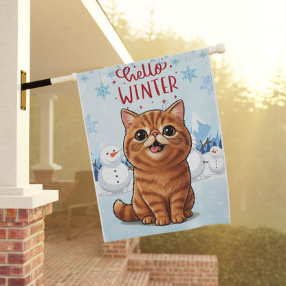 Exotic Shorthair Hello Winter Garden Banner