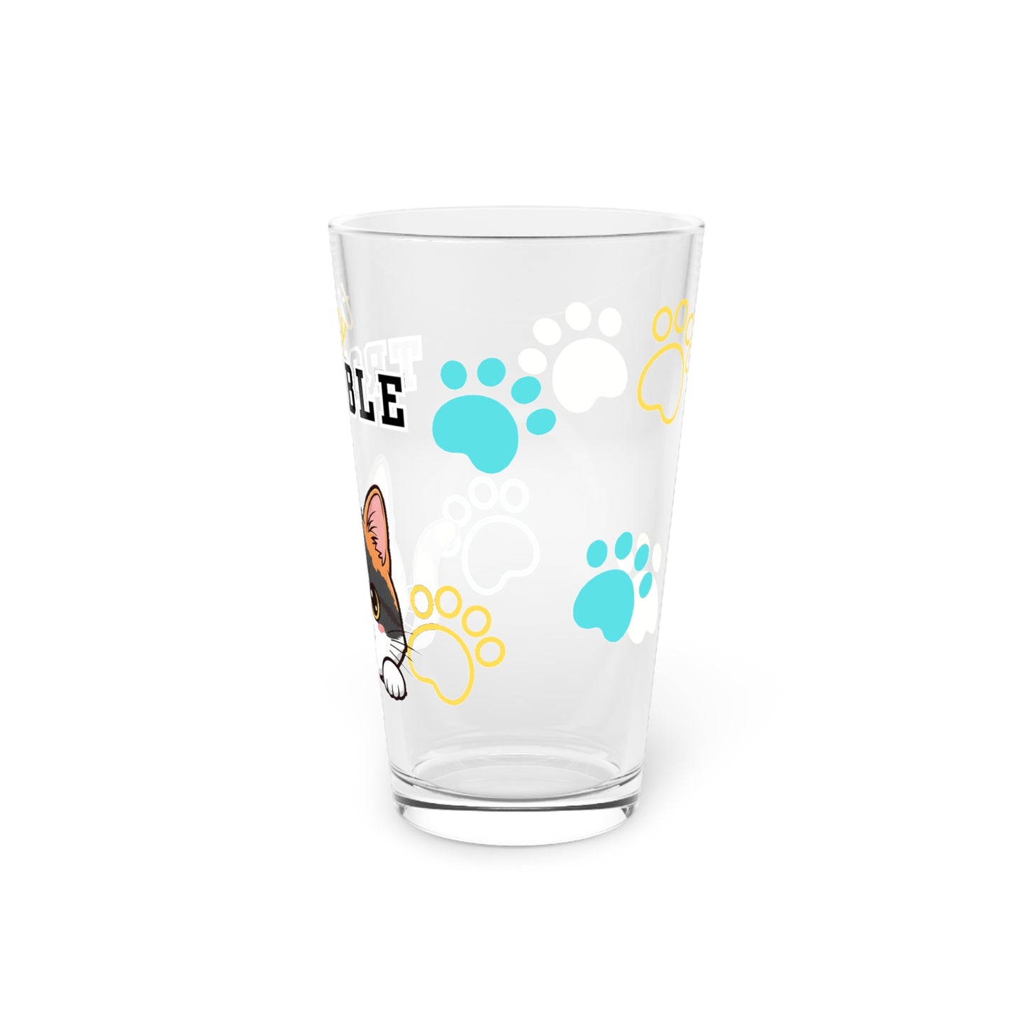 Short hair calico cat Tiny Trouble Pint Glass