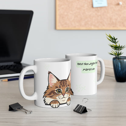 Norwegian Forest Cat Peek-a-Boo Mug | Best Norwegian Forest Mama Gift