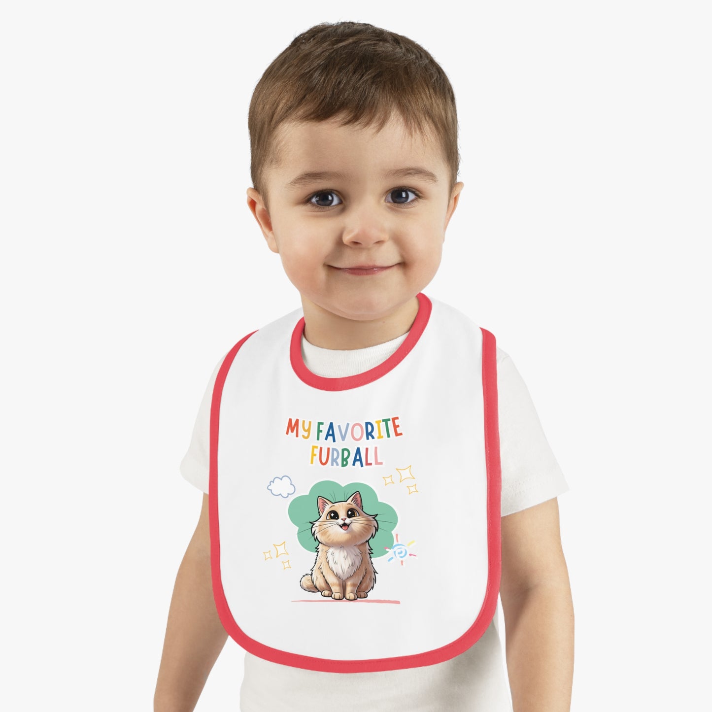 Long hair Cream Cat Favorite Furball Baby Bib