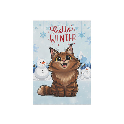 Norwegian Forest Hello Winter Garden Banner