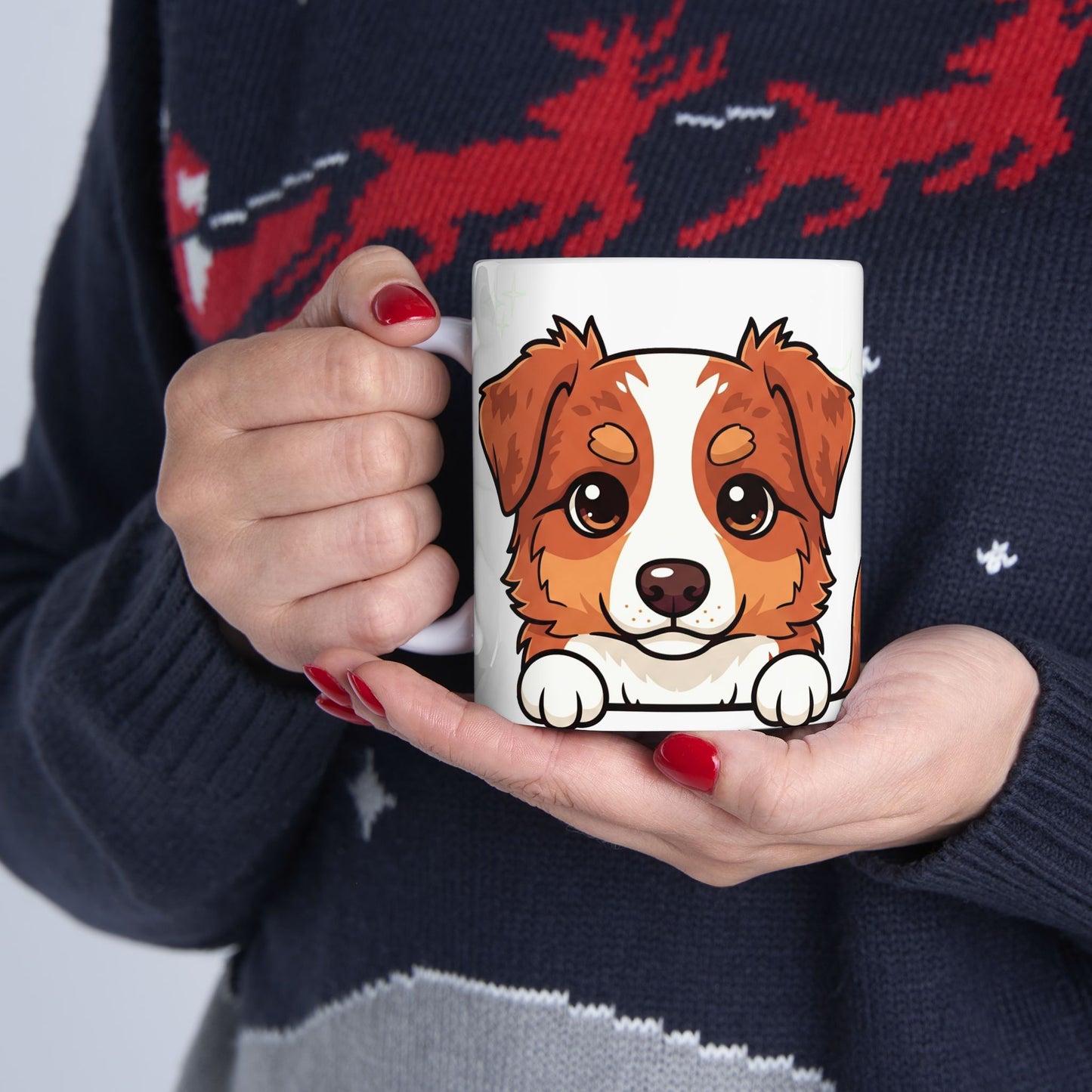 Australian Shepherd Peek-a-Boo Mug | Best Aussie Daddy Gift