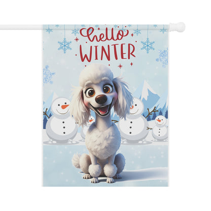 Poodle Hello Winter Garden Banner