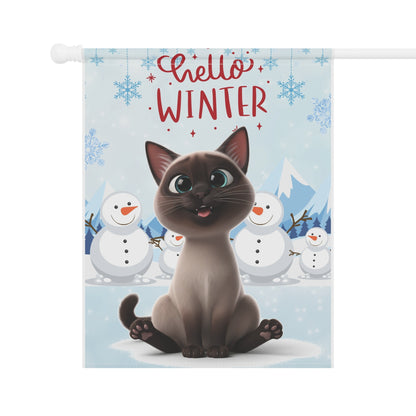 Siamese Cat Hello Winter Garden Banner