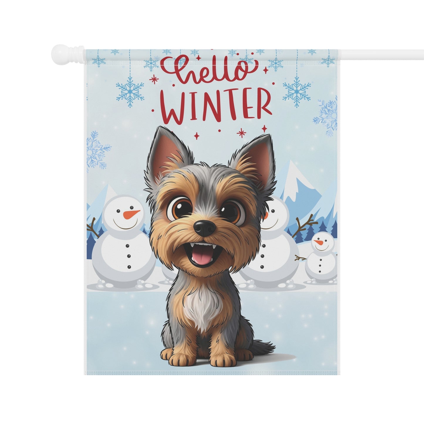 Yorkie Hello Winter Garden Banner